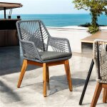 Pier import - chaise de jardin grise en corde tress�e et pieds bois fsc� grenade