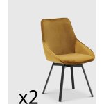 Pier import - chaise pivotante moderne en velours doré oka (lot de 2) Pier import - chaise pivotante moderne en velours doré oka (lot de 2)