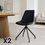 Pier import - chaise pivotante noire avec couture (lot de 2) amsterdam