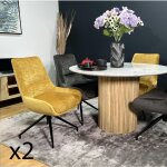 Pier import - chaise pivotante retro en velours moutarde (lot de 2) palerme Pier import - chaise pivotante retro en velours moutarde (lot de 2) palerme
