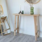 Pier import - console entre rustique - bois clair, pieds trteaux mendoza