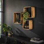 Pier import - etag�re cube murale en bois d'acacia (lot de 3) melbourne