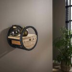 Pier import - etagre murale ronde bois recycl brut 1 tiroir d30 cm cyclades