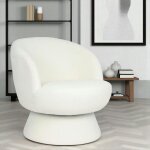 Pier import - fauteuil blanc pivotant - tissu chenille, style rtro iena