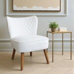 Pier import - fauteuil blanc tissu chenille - pieds bois, motif croisé iena Pier import - fauteuil blanc tissu chenille - pieds bois, motif croisé iena