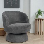 Pier import - fauteuil gris pivotant - tissu chenille, style rtro iena