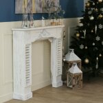 Pier import - manteau de chemin�e en bois blanc aspect vieilli