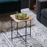 Pier import - petite table en bois carr�e - structure m�tal noir jena