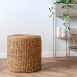 Pier import - pouf rond en jonc de mer, style bohme bruges