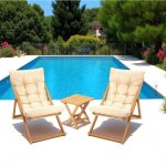 Pier import - salon jardin d�tente 2 places beige - bois et toile sora