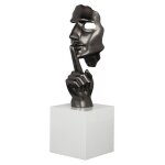 Pier import - sculpture 'en secreto' visage et main gris sur socle h57cm