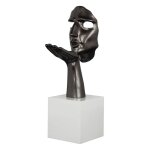 Pier import - sculpture 'speranza' visage et main gris perle sur socle h57cm