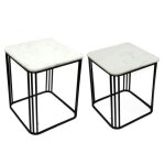 Pier import - sellette carrée plateau en marbre (lot de 2) Pier import - sellette carrée plateau en marbre (lot de 2)