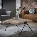 Pier import - table basse carre teck recycl acier 80 cm java