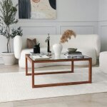 Pier import - table basse carrée en verre et bois brun lhasa Pier import - table basse carrée en verre et bois brun lhasa