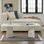 Pier import - table basse moderne blanche effet laque - pieds en v marfa