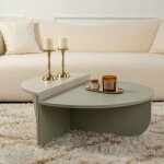 Pier import - table basse moderne vert sauge & beige - 2 hauteurs marfa