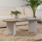 Pier import - table basse ovale plateau effet noyer - pieds en v marfa Pier import - table basse ovale plateau effet noyer - pieds en v marfa