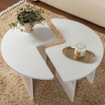 Pier import - table basse ronde blanche effet laque - design puzzle marfa