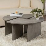 Pier import - table basse ronde effet b�ton ? design puzzle marfa