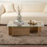 Pier import - table basse verre d�structur�e ? base effet ch�ne clair salta