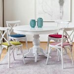 Pier import - table blanche extensible - ?118 / 158 cm, pied tourné tena Pier import - table blanche extensible - ?118 / 158 cm, pied tourné tena