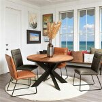 Pier import - table ronde extensible en chêne brun 120 cm palerme Pier import - table ronde extensible en chêne brun 120 cm palerme