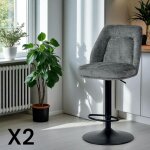Pier import - tabouret bar r�glable gris avec dossier (lot de 2) iena