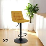 Pier import - tabouret de bar r�glable en hauteur et pivotant, velours moutarde (lot de 2) savone