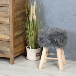 Pier import - tabouret fourrure grise synthtique