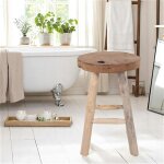 Pier import - tabouret rond en bois de teck avec 4 pieds - style campagne arizona
