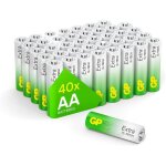 Piles aa lot de 40 - batteries lr06 alcalines 1, 5v - gp extra