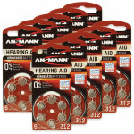 Pile pour appareil auditif ansmann, hearing aid, pr41, taille 312, 60 pi�ces