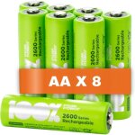 100%peakpower - piles rechargeables aa lot de 8 - batteries 1, 2v - 100%peakpower
