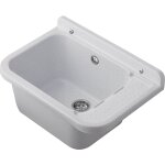 Bac � laver mural 50 cm en polypropyl�ne ? couleur marbre blanc ? r�sistant aux acides ? siphon inox ...