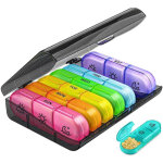 Pilulier hebdomadaire pour 2 prises par jour, pilulier 7 jours avec large ouverture lat�rale pour une ...