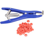 Pince de castration, outil d'expansion avec 100 anneaux en caoutchouc rouge pour bovins, ch�vres, vaches, ...