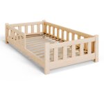 Pini lit enfant 160x80 bas en bois non verni - naturel