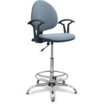 Piqueras y crespo - tabouret smart micro gris accoudoirs fixes base et plateaux chroms