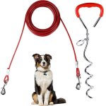Piquet ancrage spirale attache longe chien en acier inoxydable, c�ble d'attache pour chien 9m, piquet ...