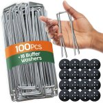 Piquets de jardin 100 pcs + 16 rondelles ? sardines de fixation pour sol dur, agrafes de jardin - piquet ...