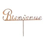 Piquet de jardin bienvenue mtal rouill recycl 138 cm - rouille