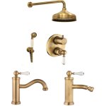 Piralla - ensemble de robinetterie de salle de bain complet avec set de douche de couleur bronze como ...