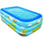 Piscine familiale gonflable pour enfants - 150 cm - rectangulaire - avec fond souple et gonflable - pour ...