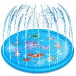 Piscine gonflable d'�t� avec tapis d'eau, fontaine, 150 cm, arroseur, dauphin, toboggan, 1657