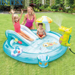 Piscine gonflable � jet d'eau avec toboggan en alligator, pataugeoire pour b�b�, piscine � sable, piscine ...