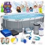 Piscine de jardin tubulaire 305 x 200 x 84 cm 17 en 1 bestway 5614a + machine � bulles offerte