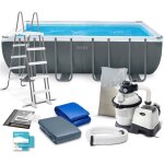 Piscine de jardin tubulaire 549 x 274 x 132 cm 12 en 1 intex 26356