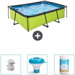 Exit toys - piscine rectangulaire structure chaux exit - 220 x 150 x 65 cm - comprend des accessoires ...