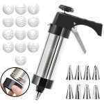 Pistolet � patisserie, presse � p�tisserie en acier inoxydable, machine � biscuits, presse � biscuits ...